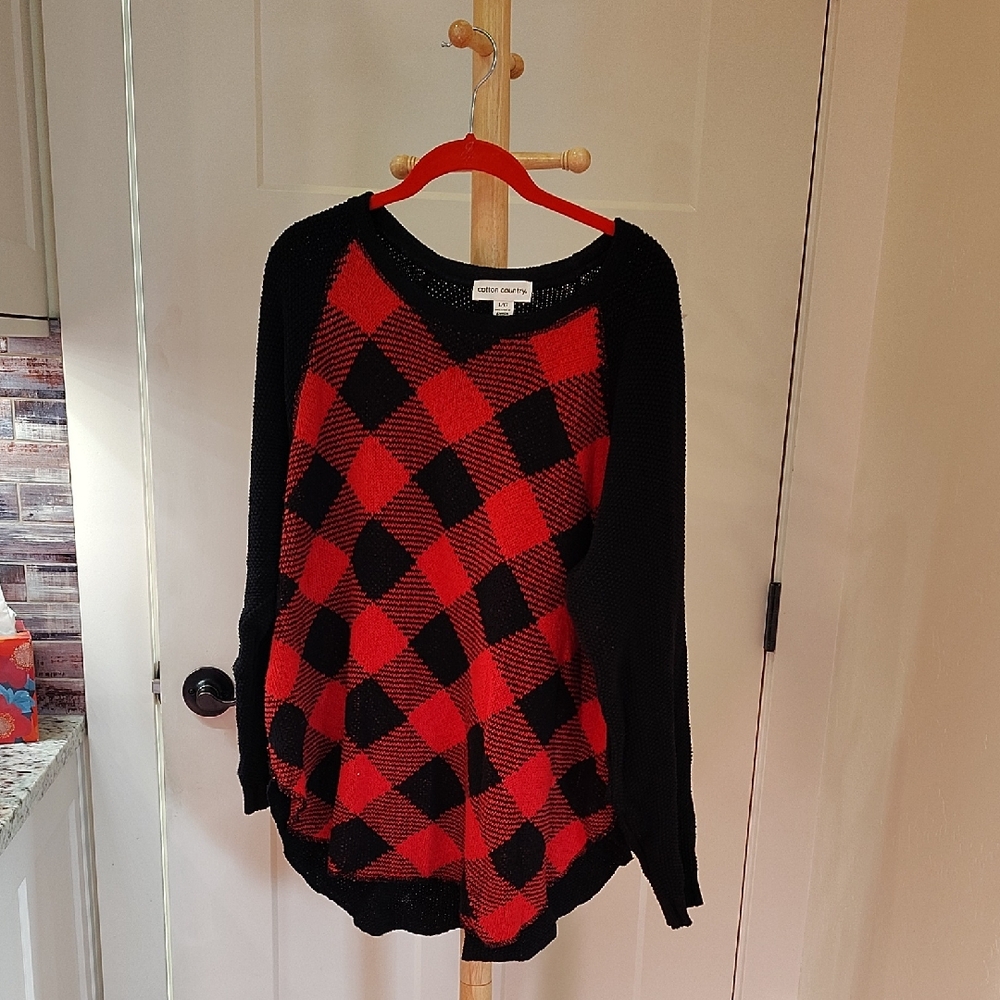 Buffalo Check Print Sweater Size Large